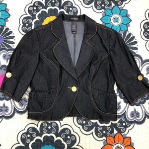 Bisou Bisou Dark Denim Cropped Blazer